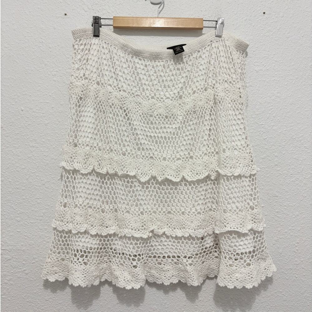 white tiered crochet skirt knit boho coastal cowgirl cottage feminine festival